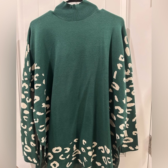 shop the mint Sweaters - Women’s Green Leopard Print Turtleneck Sweater